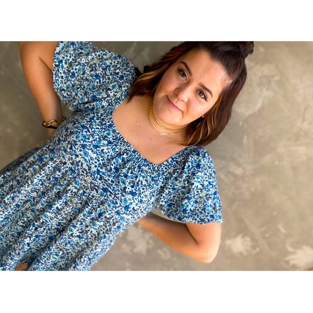 Blue Flowered Tea dress